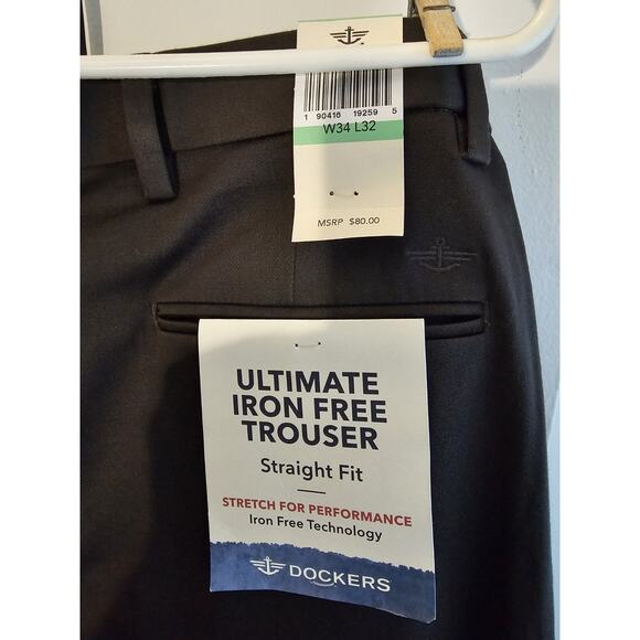 NWT Dockers Ultimate Iron Free Trouser Straight Fit - W34xL32 - Black - MSRP $80 - Picture 7 of 8